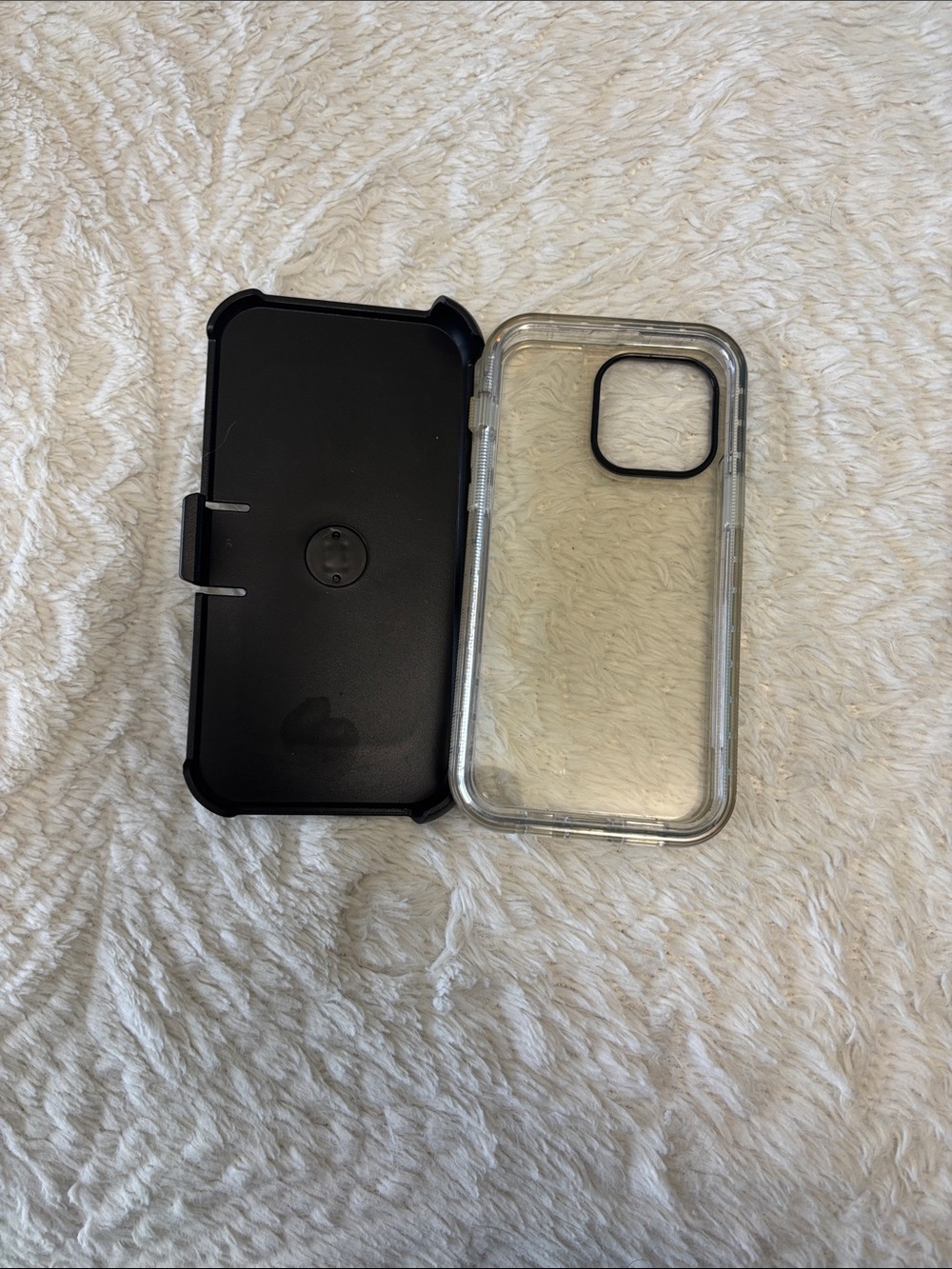 Clear Protective Phone Case with Black Belt Holster - Transparent/Black